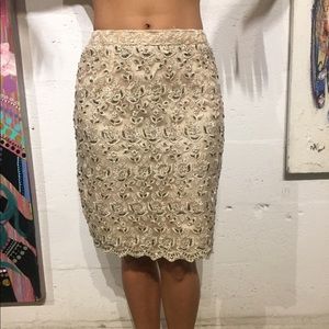 Cache vintage beaded lace formal skirt size small
